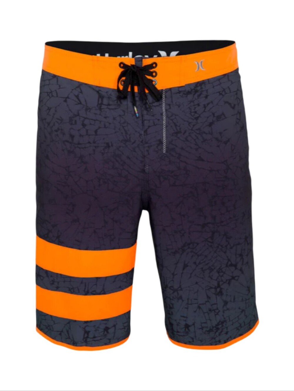 Hurley Board Shorts Grey Gradient With Orange Striped Contrast Size 38